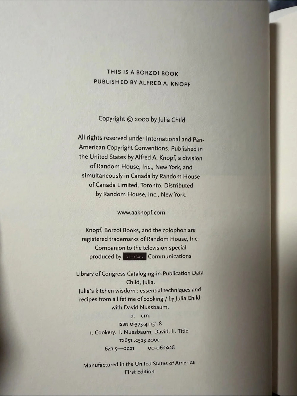Julia's Kitchen Wisdom Cookbook - White with Green Text